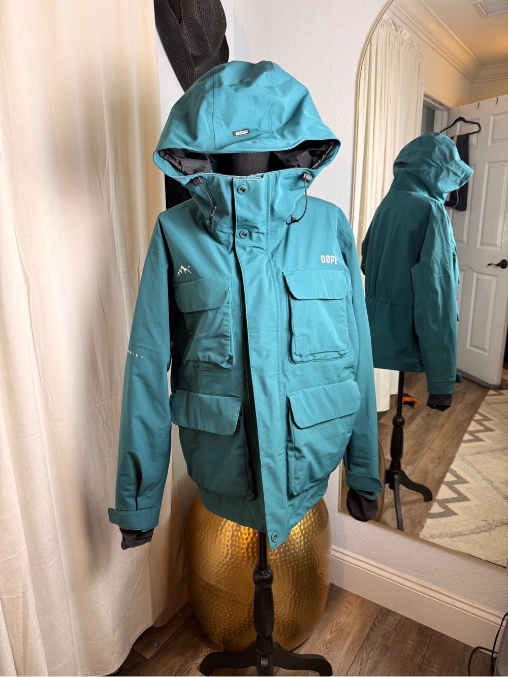 DOPE Teal Waterproof Ski Jacket with Hood